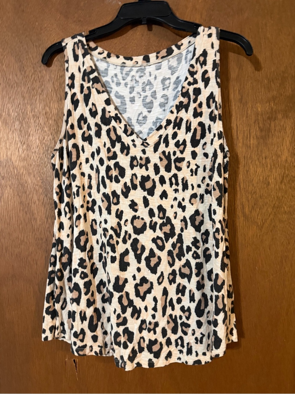 Maurices Beige and Black Leopard V-Neck Tank Top